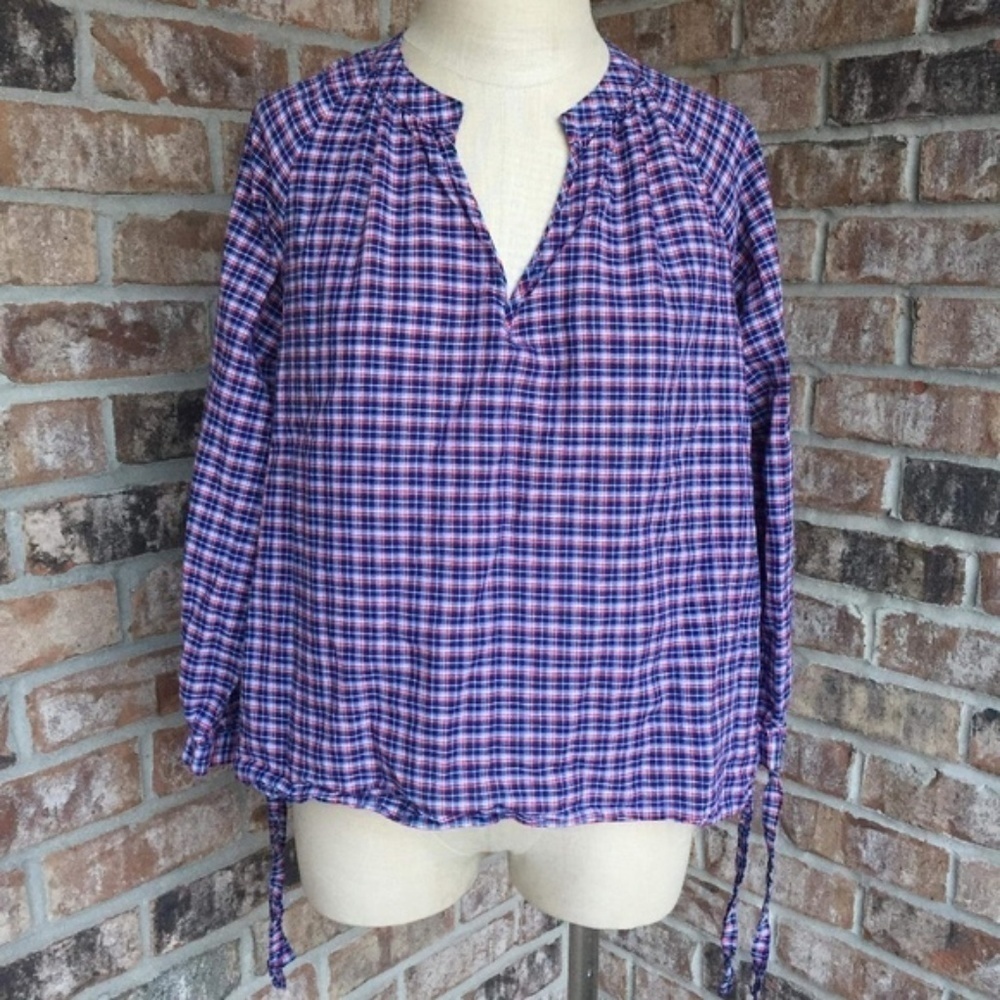 EUC Madewell V-Neck Checkered Top L